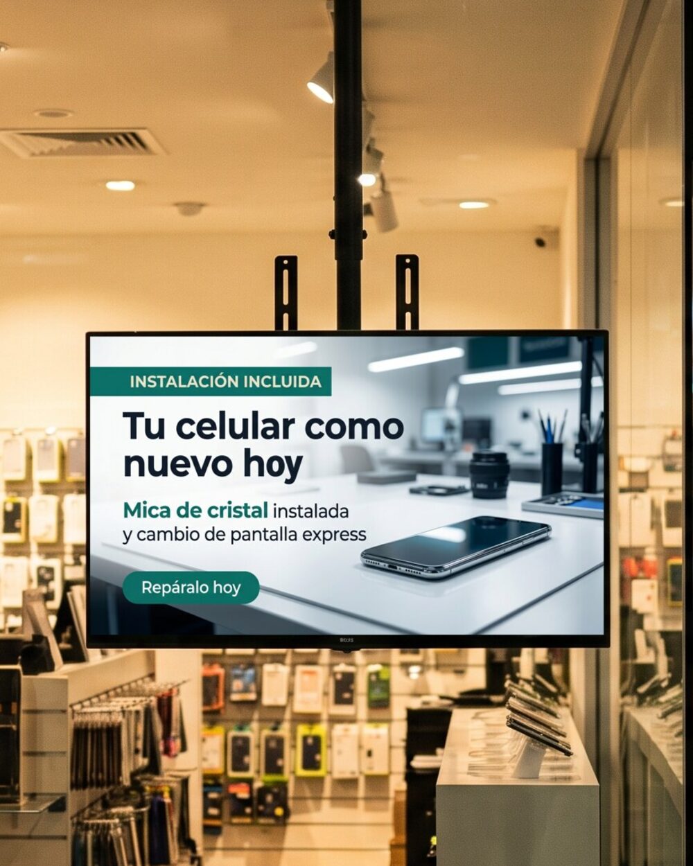 Pantalla Screen2M en el aparador de una accesorios